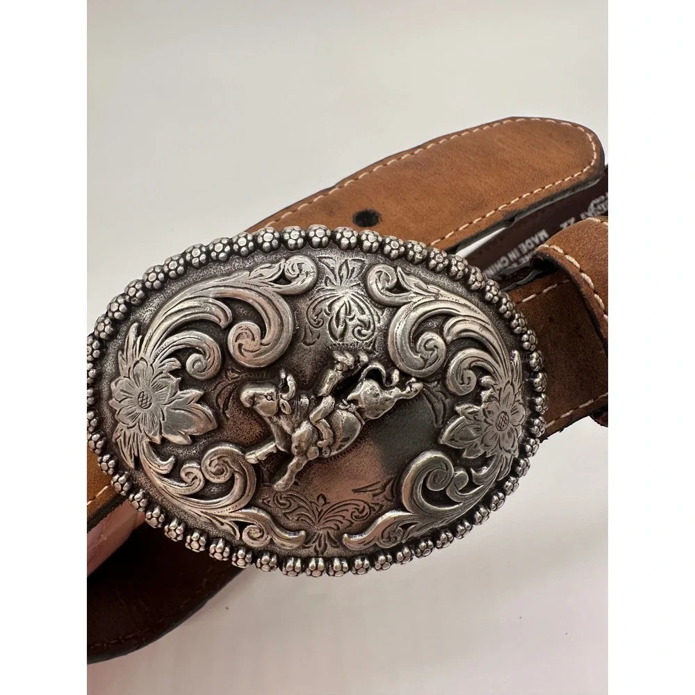 Nocona Belt Co. Western Cowboy Rodeo Buckle Genuine‎ Leather Kids Size 22